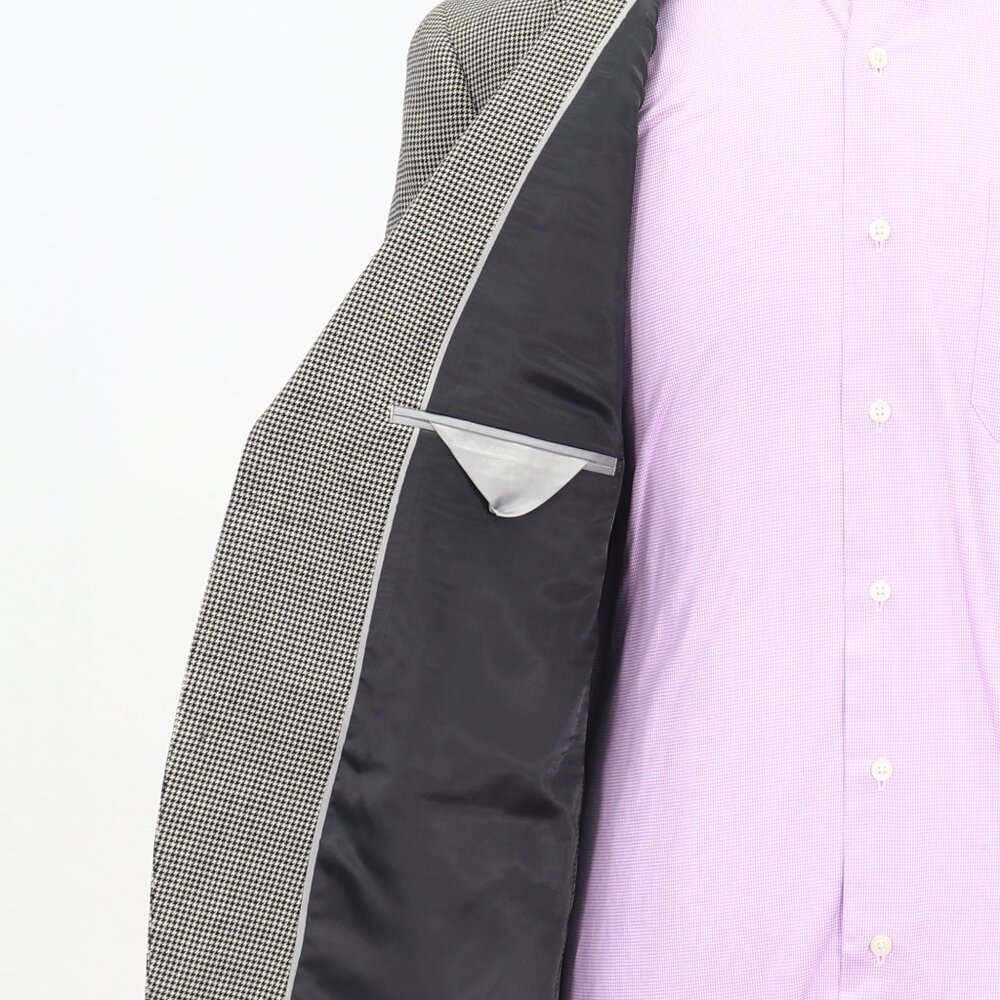 Bill Blass 44R Beige Blazer Sport Coat Jacket 2-Button Houndstooth T480 - Picture 9 of 11